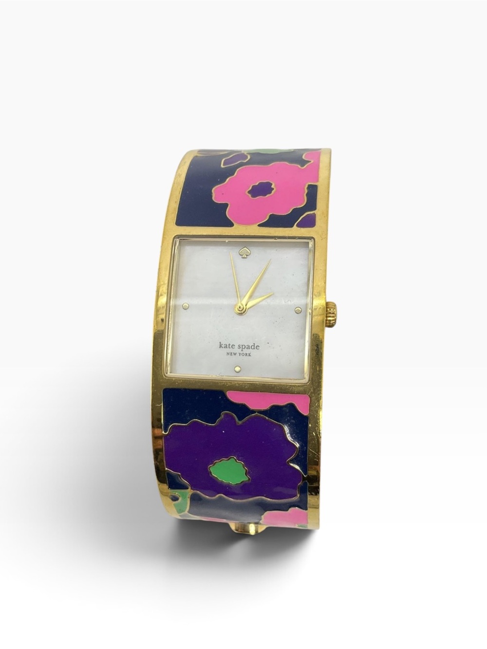 kate spade Floral Enamel Cuff Watch - Navy, Pink & Purple